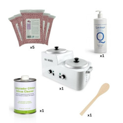 Kit Cera Caliente Luxe con fundidor y cera en perlas.
