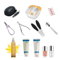 Kit de pedicura básico con accesorios esenciales para tratamientos profesionales.