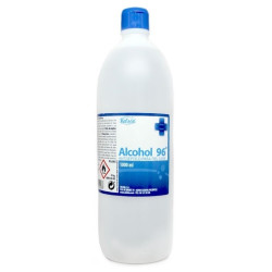 Bouteille d'alcool 96º, désinfectant efficace de 1L.