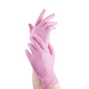 Gants nitrile rose 100 und | Grande variété d'articles jetables pou...