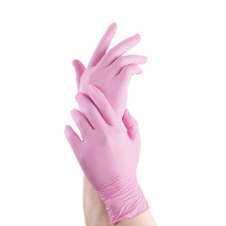Guantes nitrilo rosa 100u | Todo en desechables al mejor precio