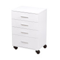 Carrito cajones Handy de Weelko en madera lacada blanca, ideal para centros de belleza.