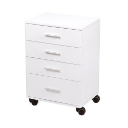 Carrito cajones Handy de Weelko en madera lacada blanca, ideal para centros de belleza.
